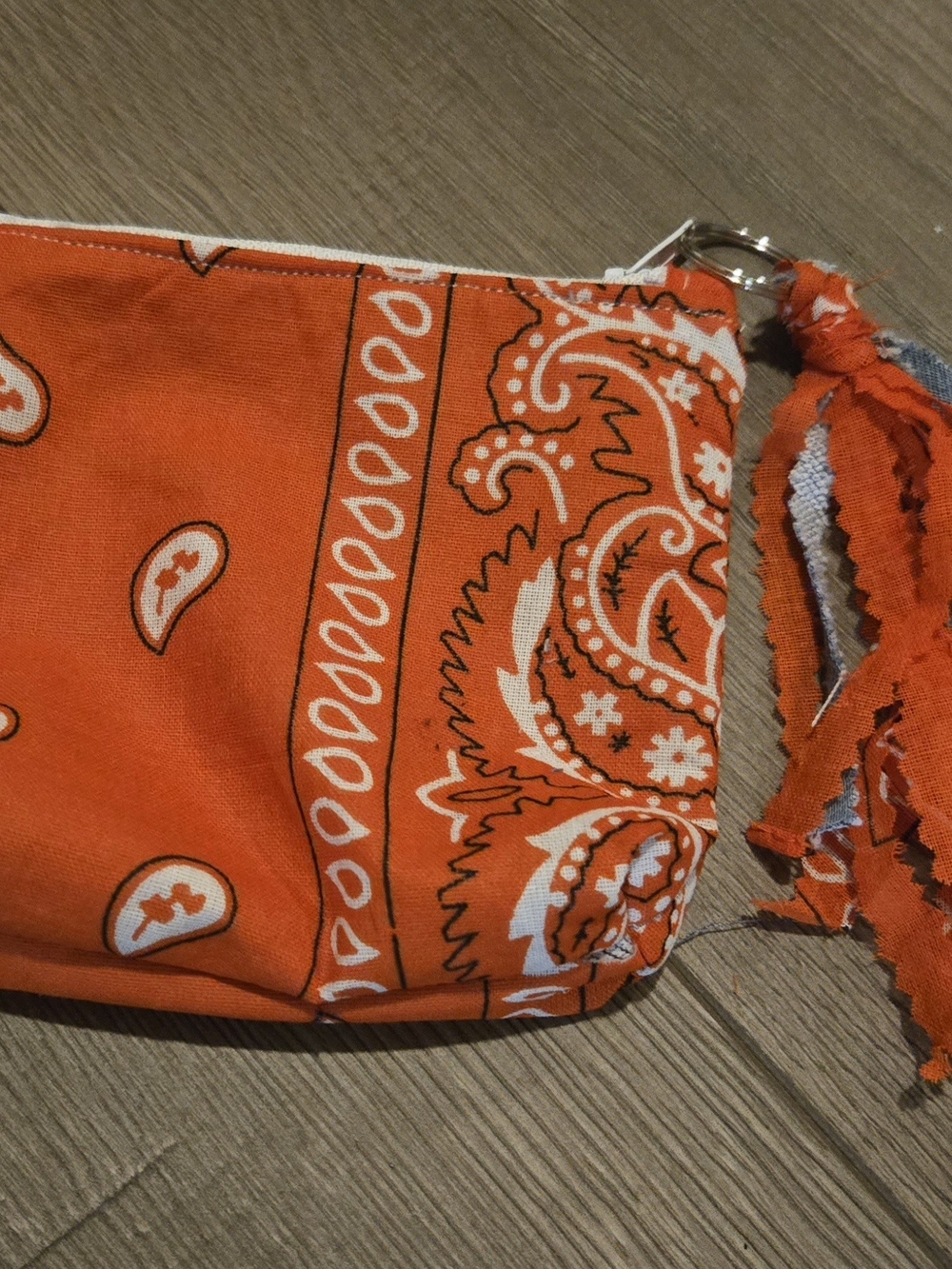 HANDMADE Orange Bandana Print Change PURSE Pouch